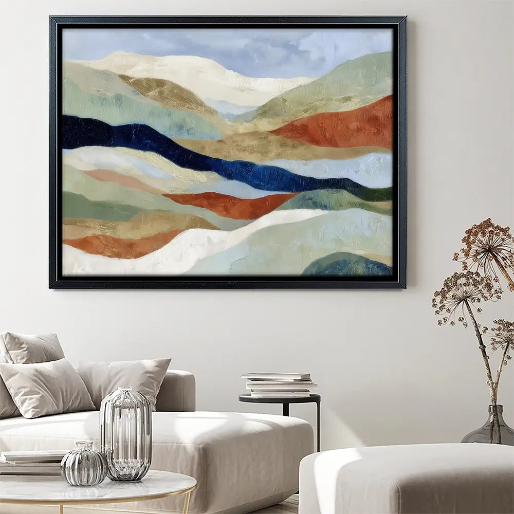 Abstract Hills In Navy And Coral Canvas Print Abstract Hills In Navy And Coral Canvas Print wall art product Chromatic Storm Studio