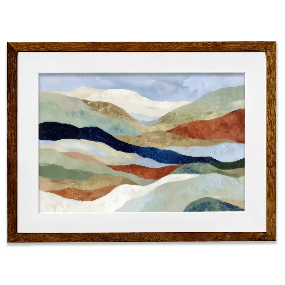 Abstract Hills In Navy And Coral Framed Art Print Abstract Hills In Navy And Coral Framed Art Print wall art product Chromatic Storm Studio