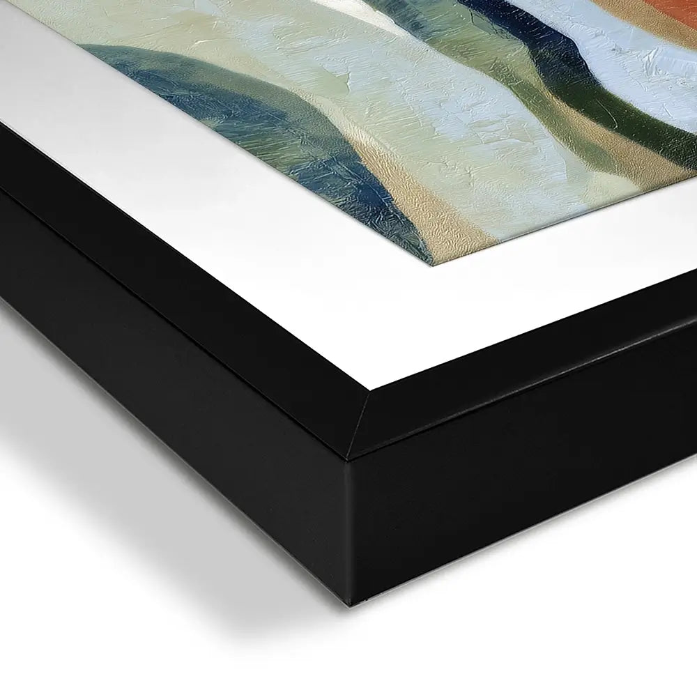 Abstract Hills In Navy And Coral Framed Art Print Abstract Hills In Navy And Coral Framed Art Print wall art product Chromatic Storm Studio