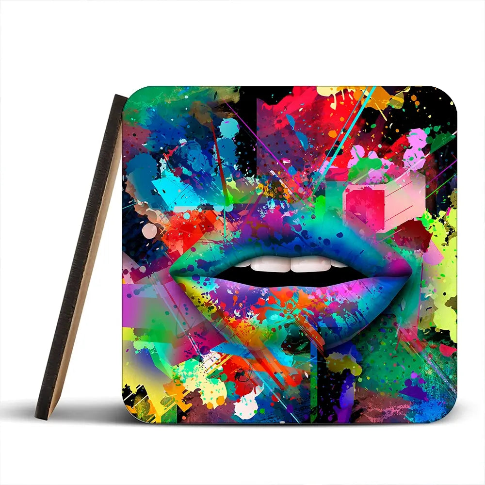 Abstract Lips Coaster Set Abstract Lips Coaster Set wall art product ARTEMENKO VALENTYN / Shutterstock