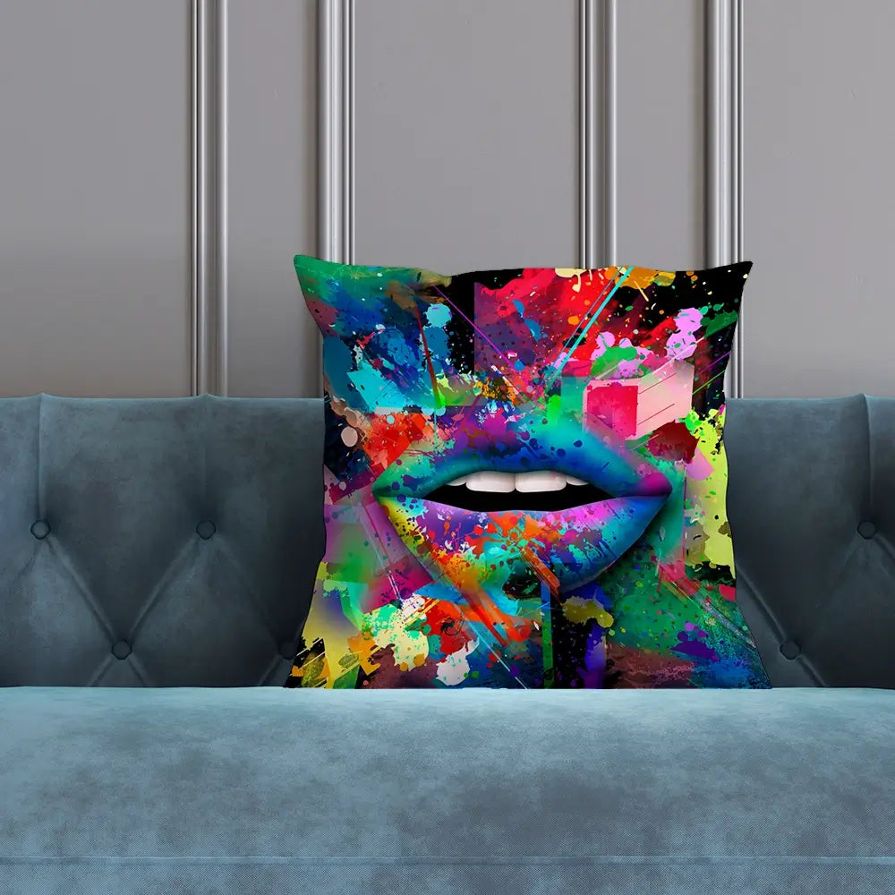 Abstract Lips Cushion Abstract Lips Cushion wall art product ARTEMENKO VALENTYN / Shutterstock