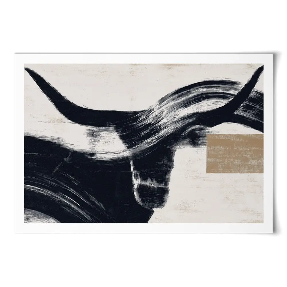Abstract Longhorn Silhouette Art Print Abstract Longhorn Silhouette Art Print wall art product Chromatic Storm Studio