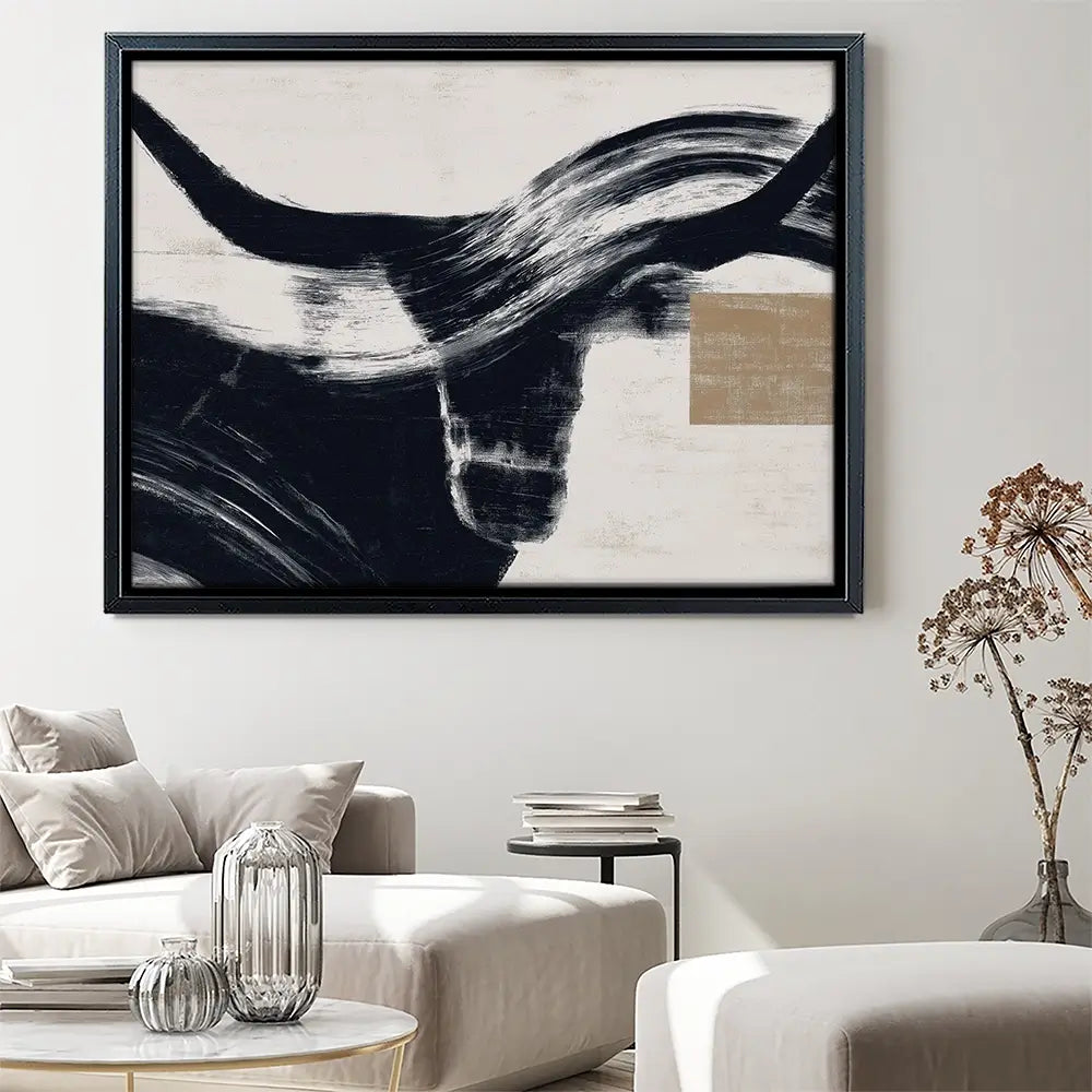 Abstract Longhorn Silhouette Canvas Print Abstract Longhorn Silhouette Canvas Print wall art product Chromatic Storm Studio