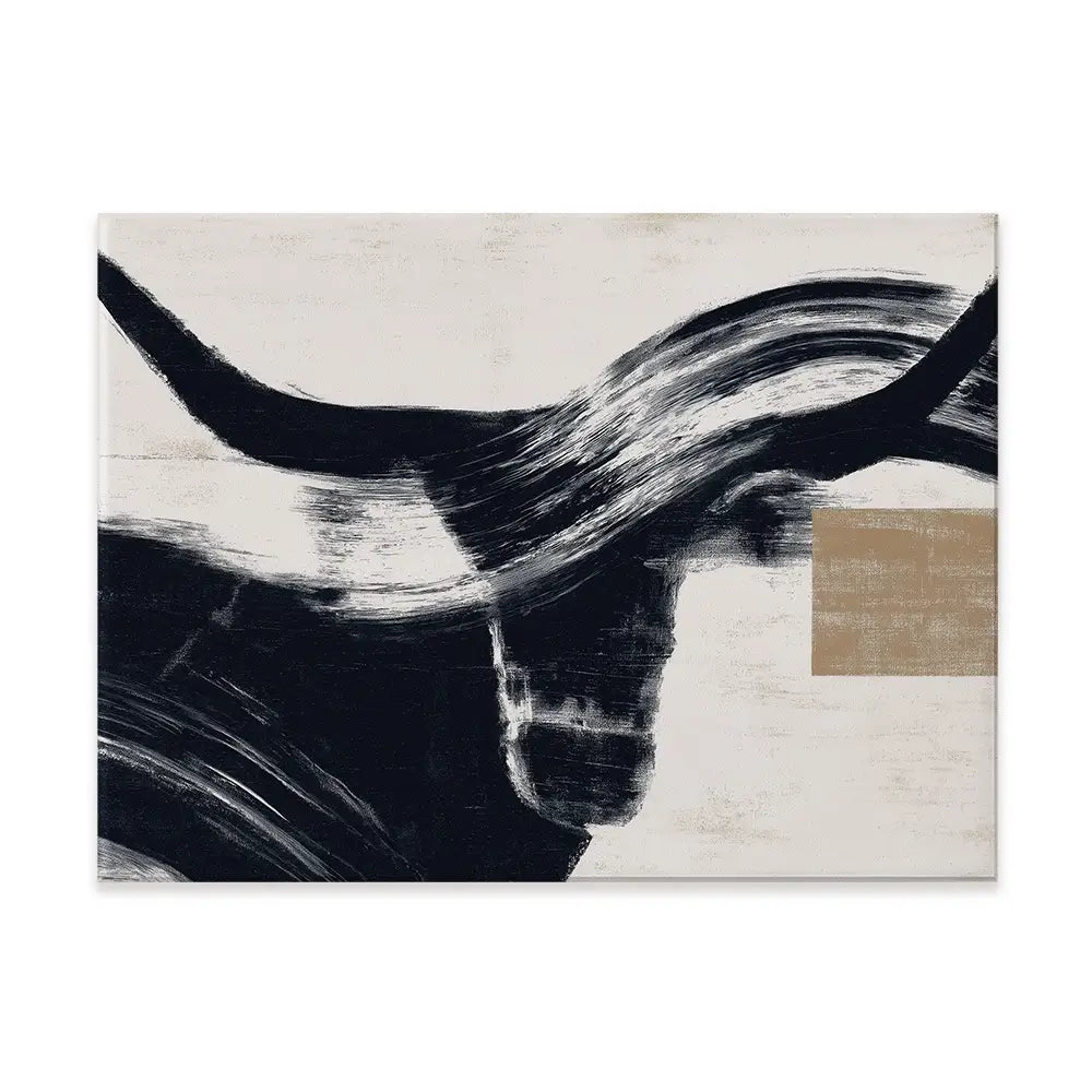 Abstract Longhorn Silhouette Canvas Print Abstract Longhorn Silhouette Canvas Print wall art product Chromatic Storm Studio