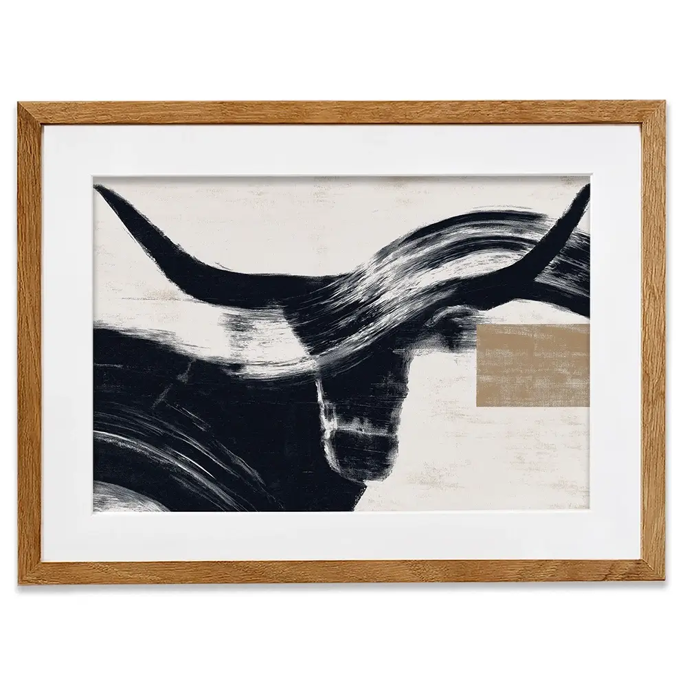 Abstract Longhorn Silhouette Framed Art Print Abstract Longhorn Silhouette Framed Art Print wall art product Chromatic Storm Studio