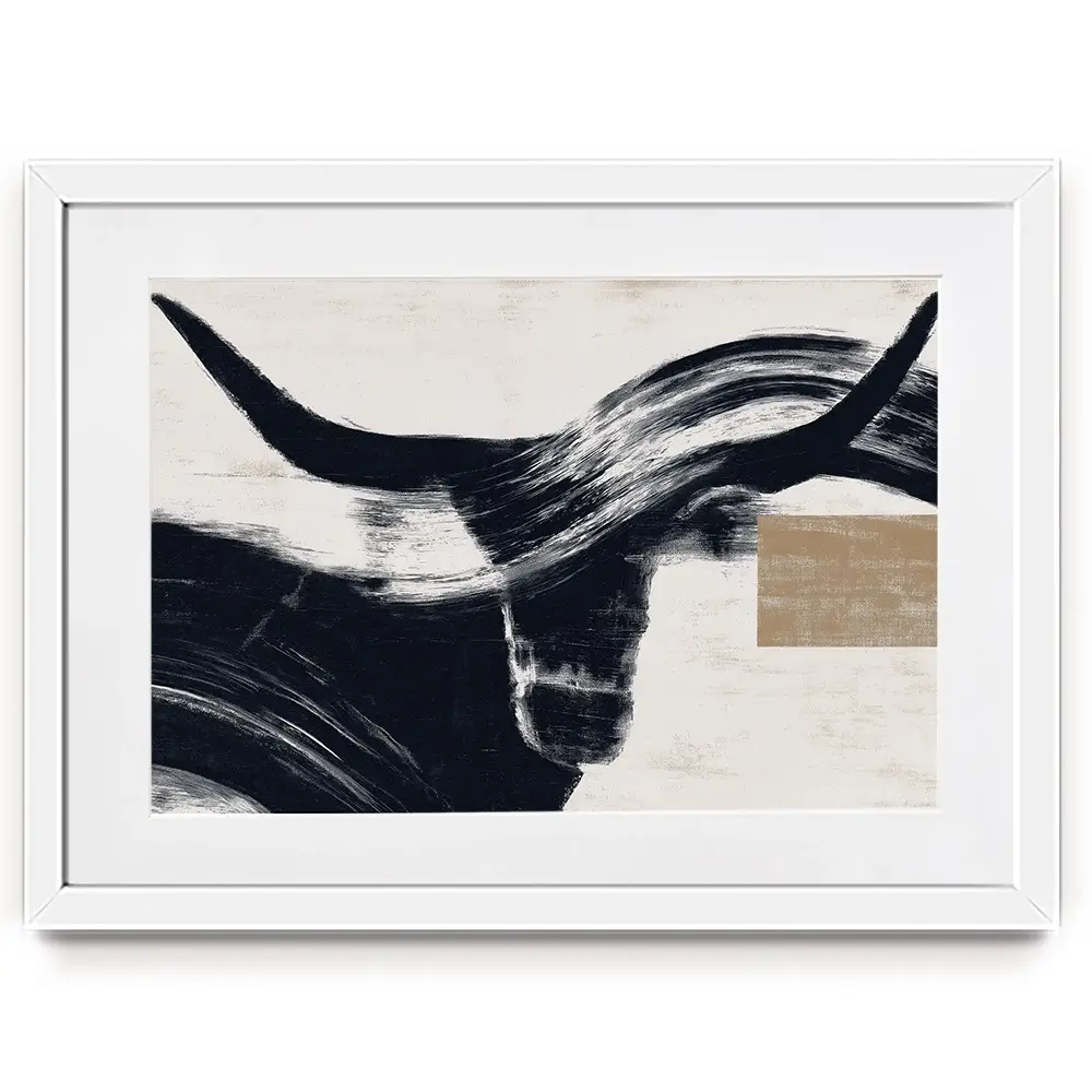 Abstract Longhorn Silhouette Framed Art Print Abstract Longhorn Silhouette Framed Art Print wall art product Chromatic Storm Studio