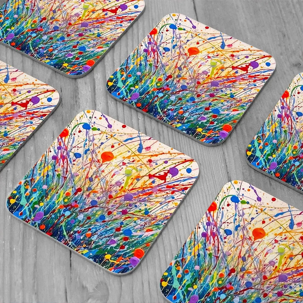 Abstract Meadow Flowers Coaster Set Abstract Meadow Flowers Coaster Set wall art product Lena Owens - Independent