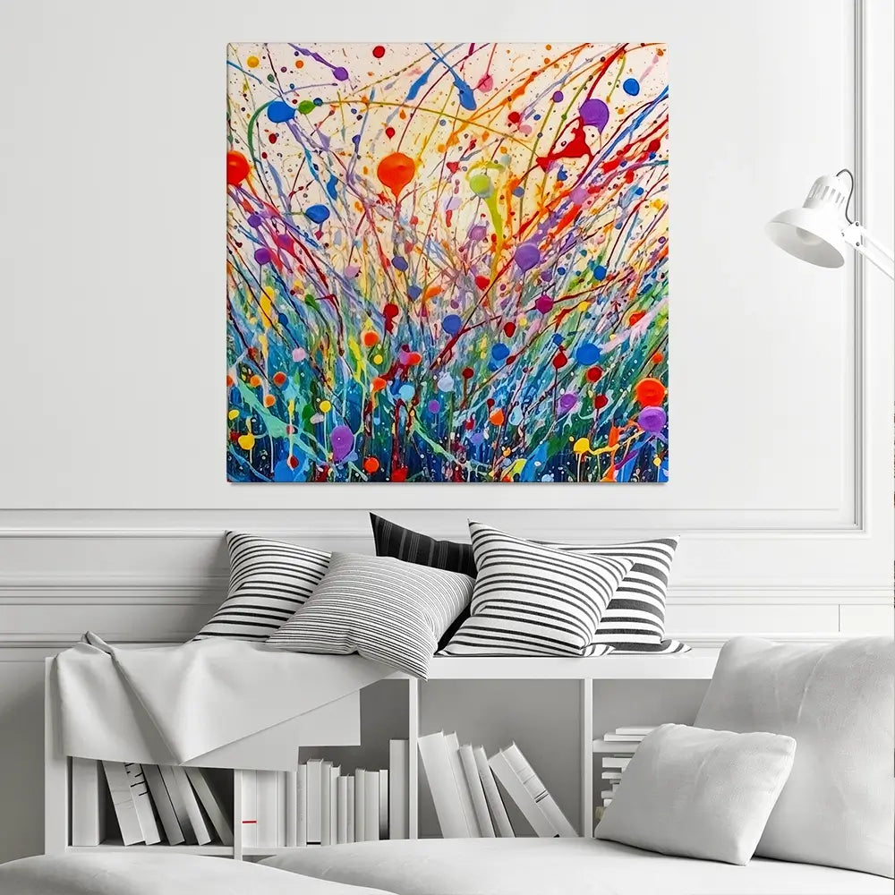 Abstract Meadow Flowers Square Canvas Print Abstract Meadow Flowers Square Canvas Print wall art product Lena Owens - Independent