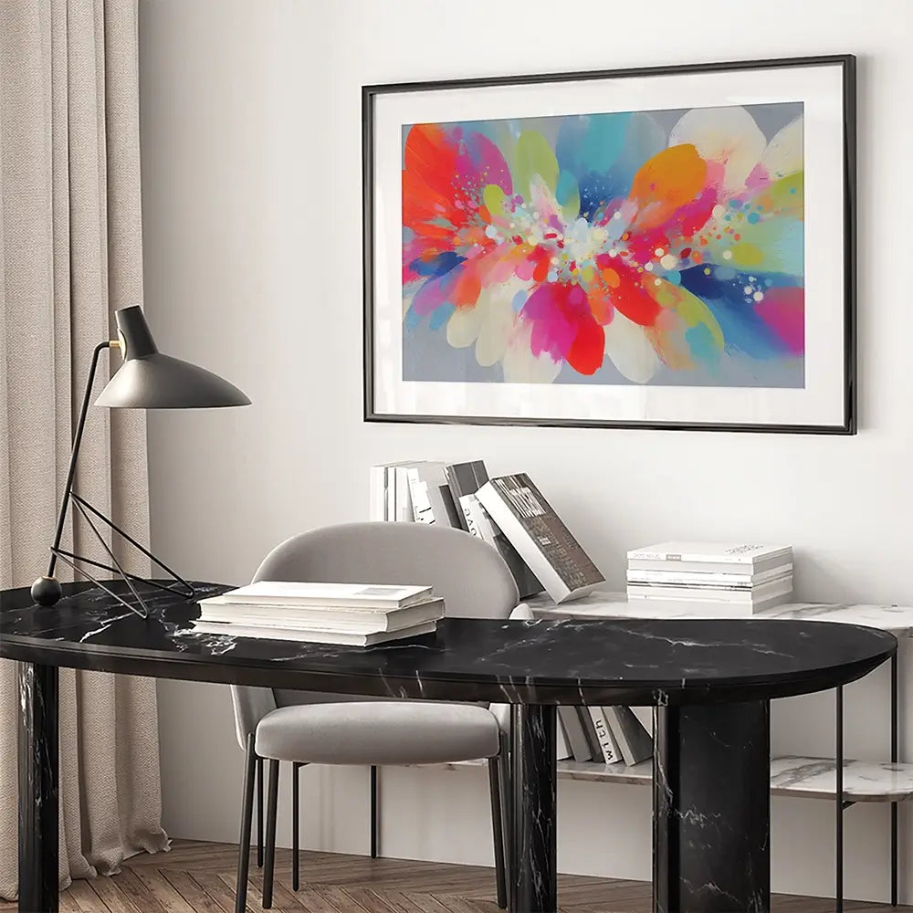 Abstract Parrot Explosion Framed Art Print Abstract Parrot Explosion Framed Art Print wall art product Chromatic Storm Studio
