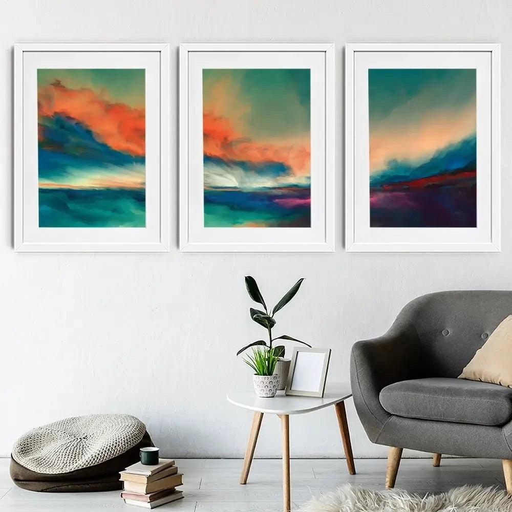 Abstract Sunset Framed Art Print Trio Abstract Sunset Framed Art Print Trio wall art product agsandrew / Shutterstock