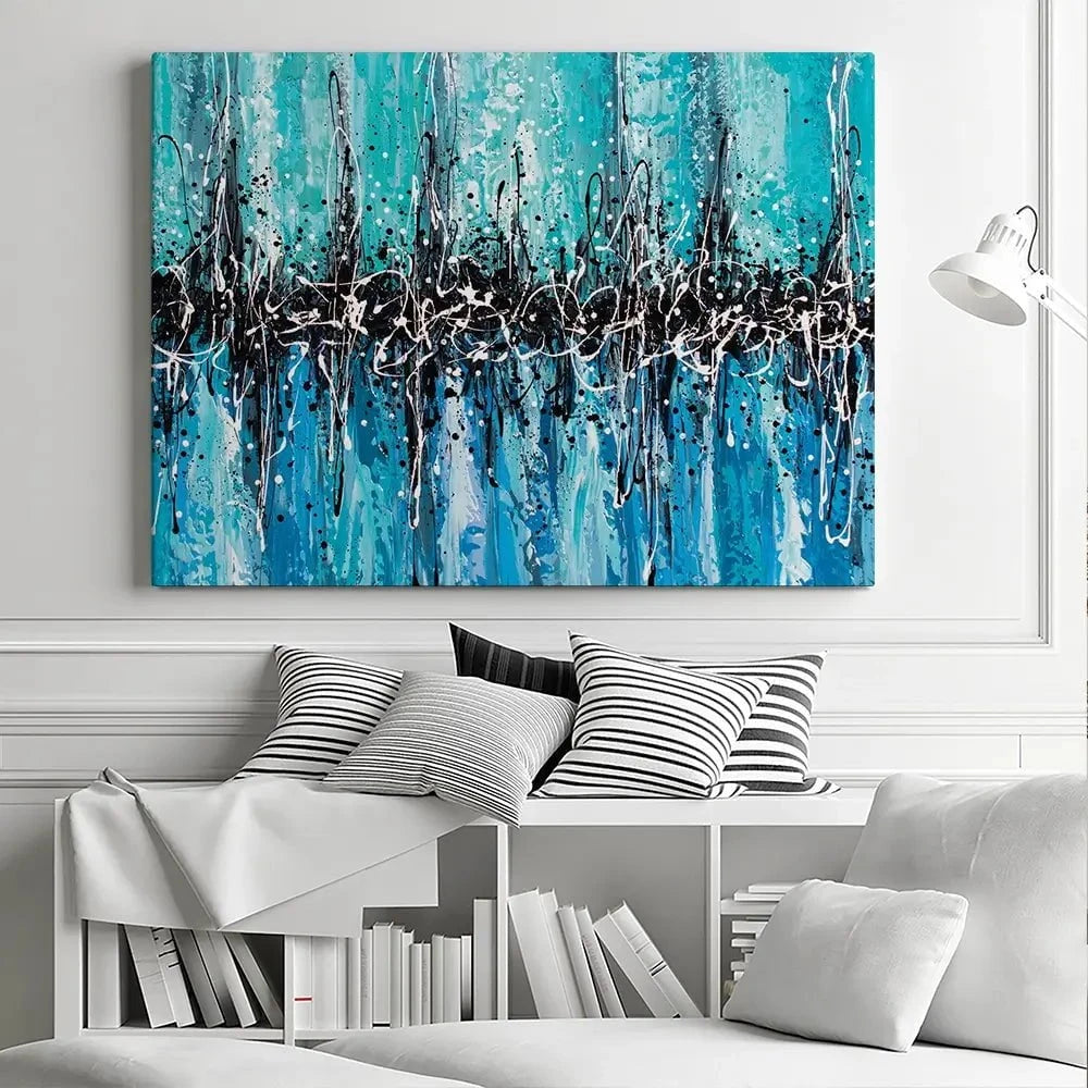Abstract Teal Canvas Print Abstract Teal Canvas Print wall art product Olga Tkachyk