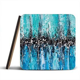 Abstract Teal Coaster Set Abstract Teal Coaster Set wall art product Art Print Shop