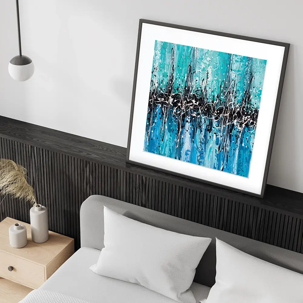 Abstract Teal Square Framed Art Print Abstract Teal Square Framed Art Print wall art product Art Print Shop