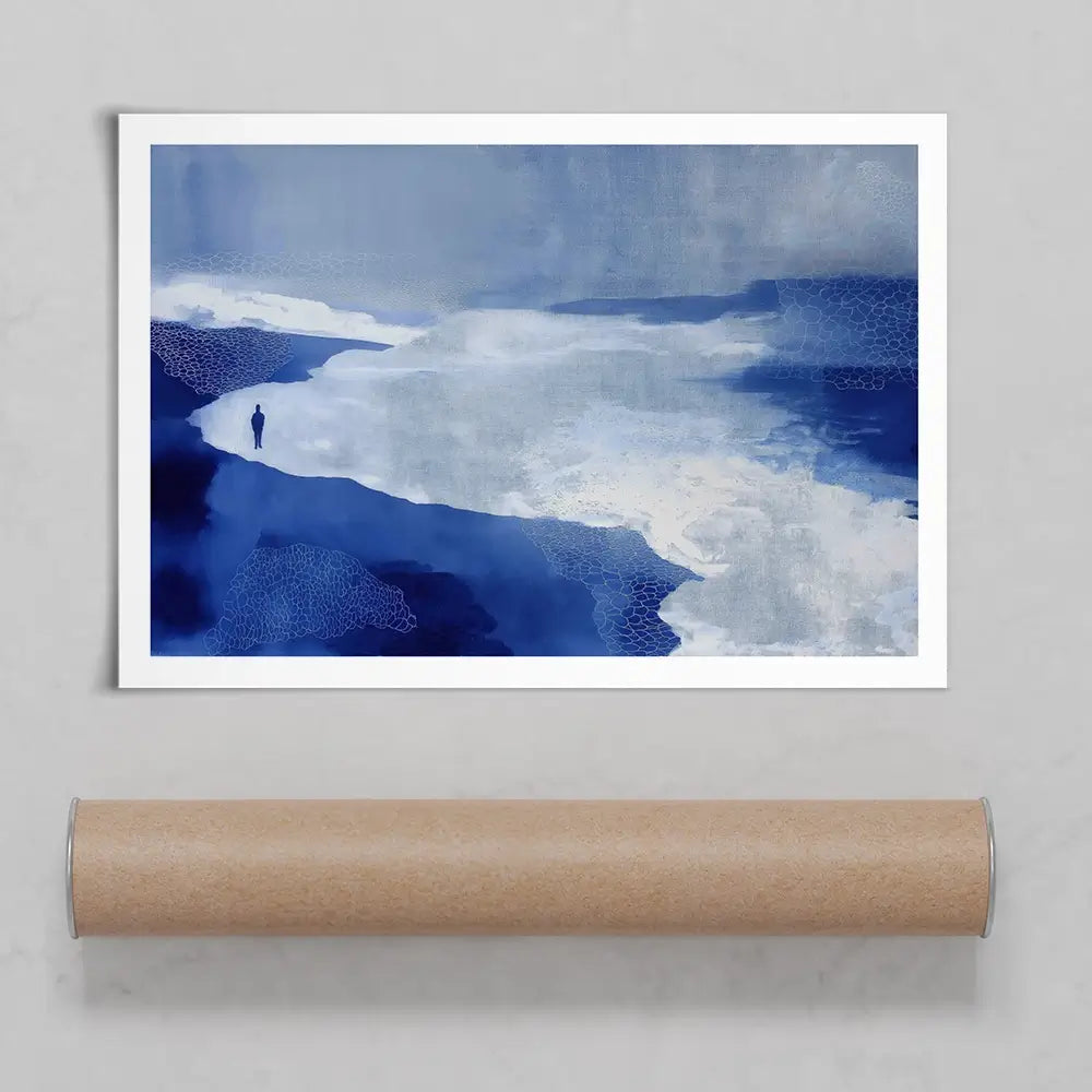Alone On Snowy Shore Art Print Alone On Snowy Shore Art Print wall art product Chromatic Storm Studio