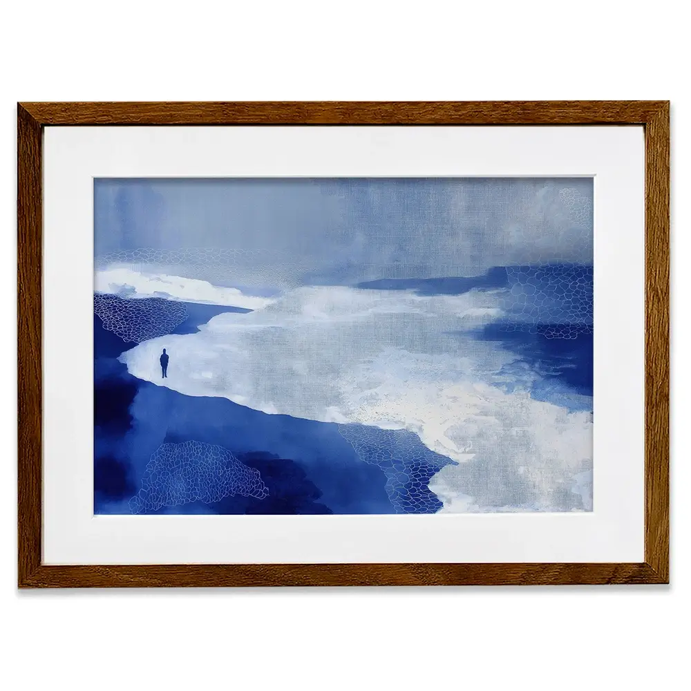 Alone On Snowy Shore Framed Art Print Alone On Snowy Shore Framed Art Print wall art product Chromatic Storm Studio