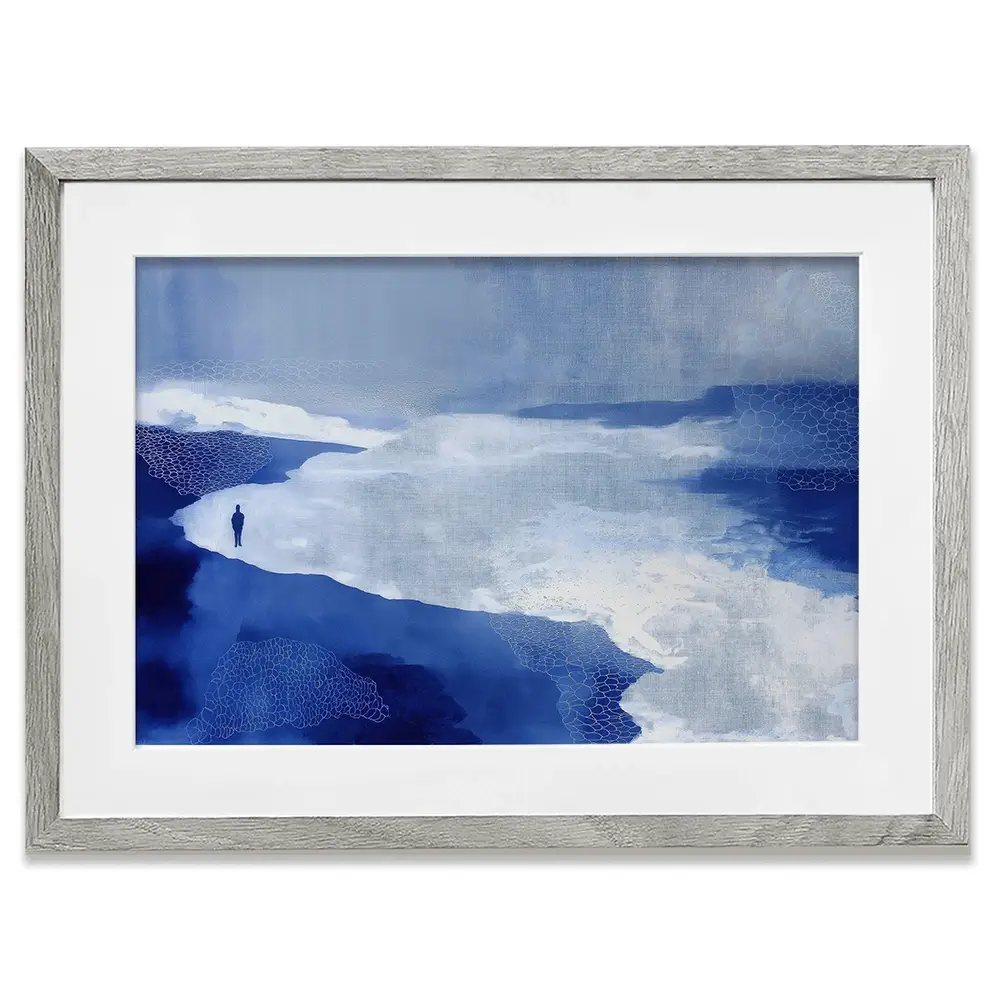 Alone On Snowy Shore Framed Art Print Alone On Snowy Shore Framed Art Print wall art product Chromatic Storm Studio