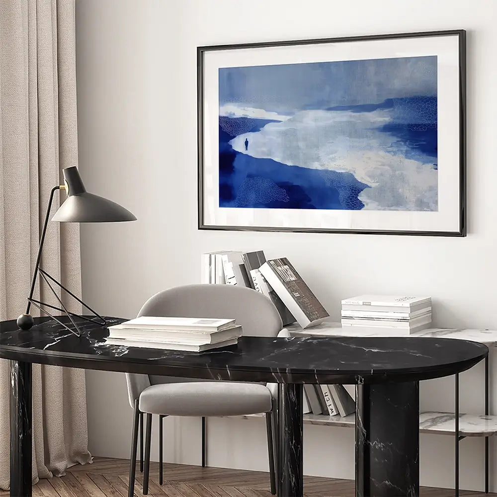 Alone On Snowy Shore Framed Art Print Alone On Snowy Shore Framed Art Print wall art product Chromatic Storm Studio