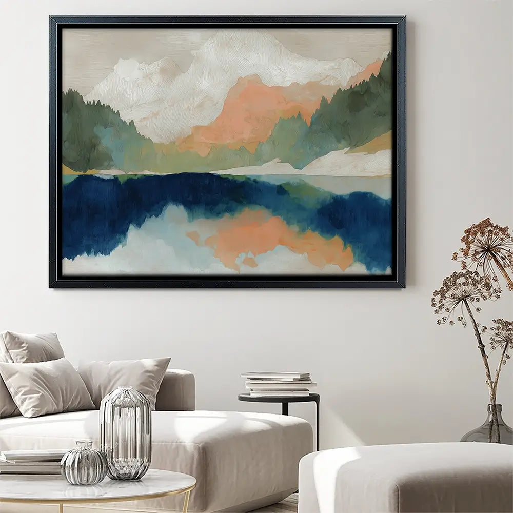 Alpine Autumn Lake Reflection Canvas Print Alpine Autumn Lake Reflection Canvas Print wall art product Chromatic Storm Studio