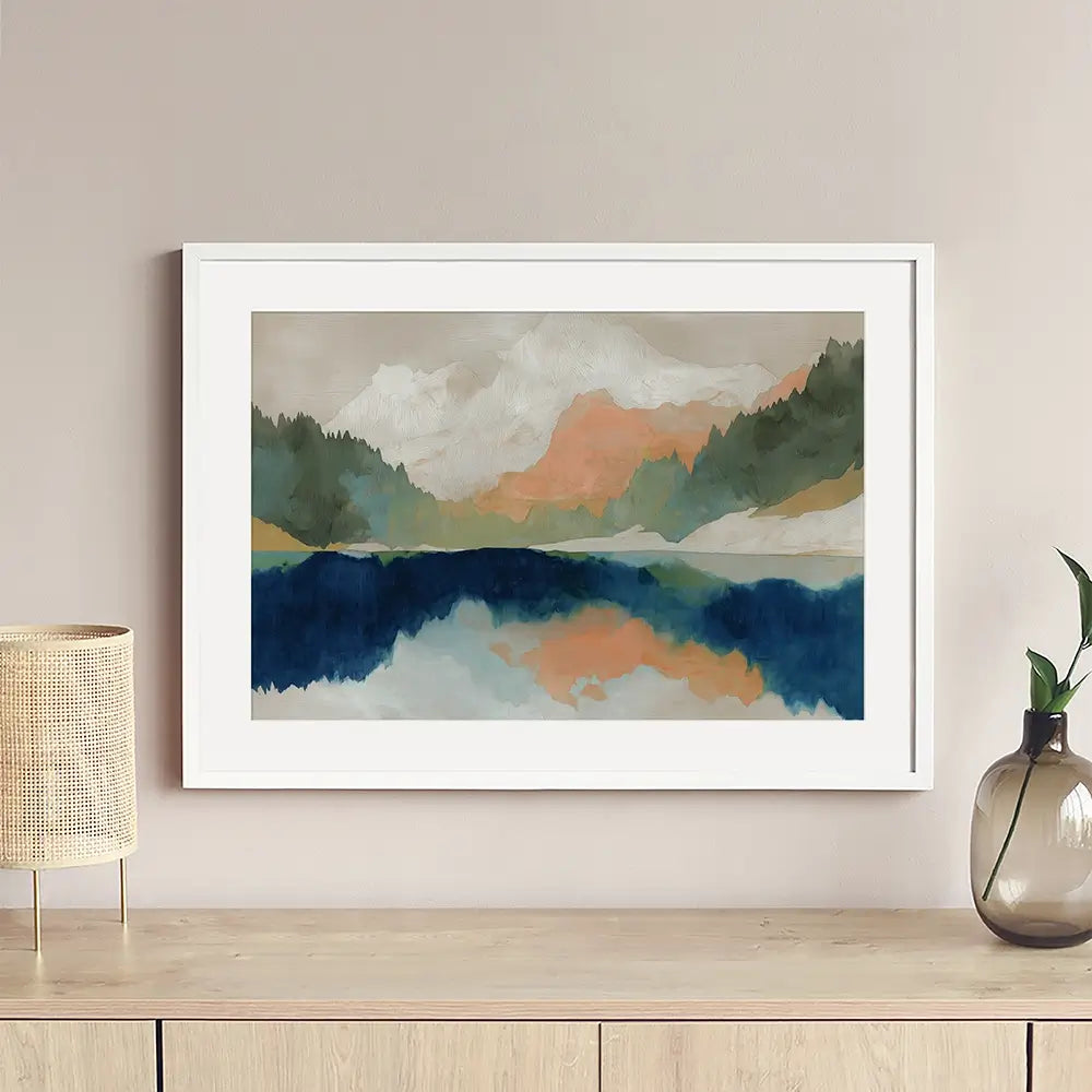 Alpine Autumn Lake Reflection Framed Art Print Alpine Autumn Lake Reflection Framed Art Print wall art product Chromatic Storm Studio