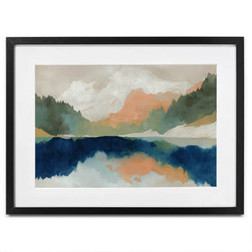 Alpine Autumn Lake Reflection Framed Art Print Alpine Autumn Lake Reflection Framed Art Print wall art product Chromatic Storm Studio