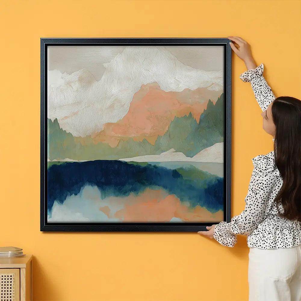 Alpine Autumn Lake Reflection Oversized Canvas Print Alpine Autumn Lake Reflection Oversized Canvas Print wall art product Chromatic Storm Studio