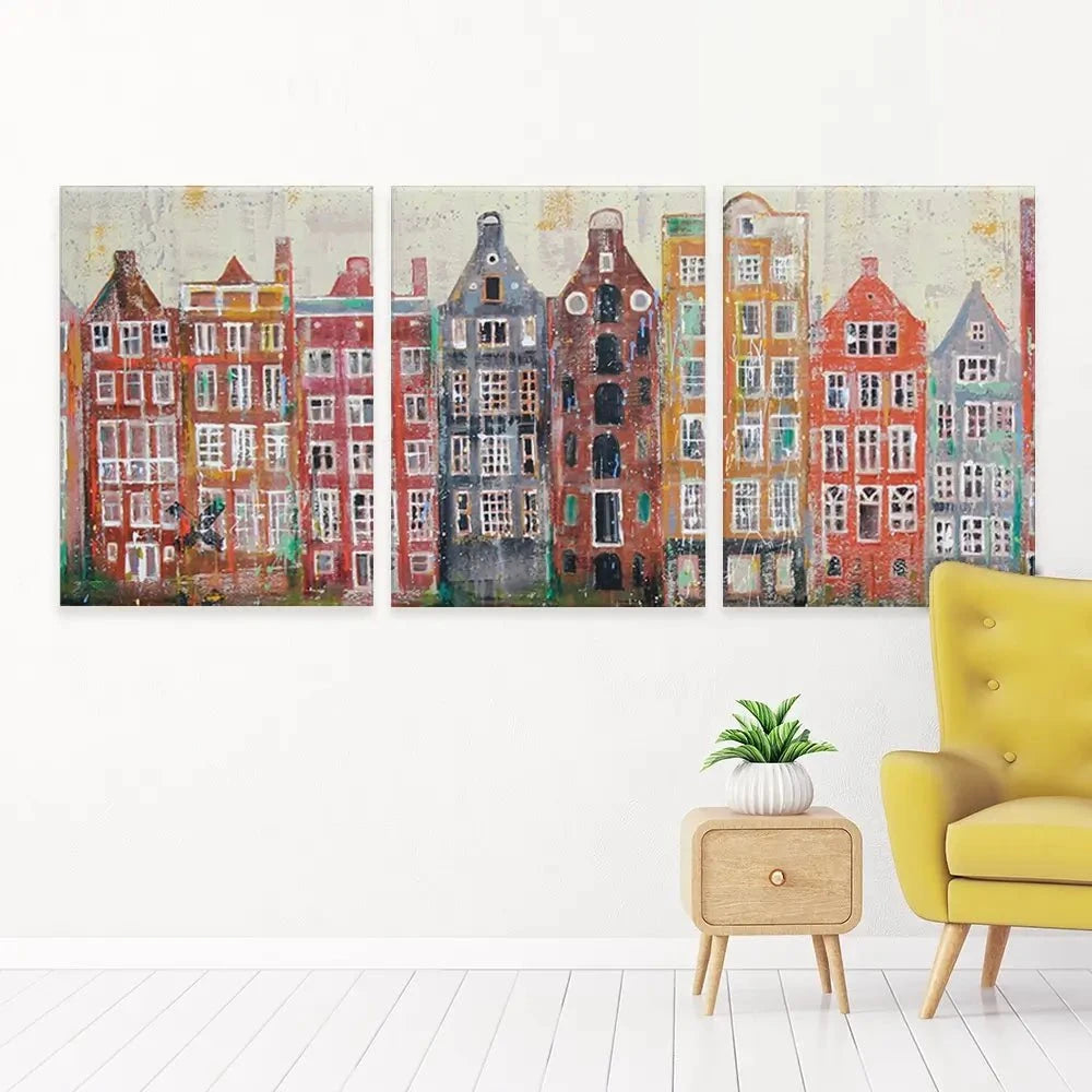 Amsterdam Damrak Trio Canvas Print Amsterdam Damrak Trio Canvas Print | Trio Canvas Art wall art product Studio Paint-Ing