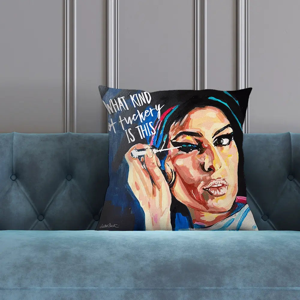 Amy Winehouse Mirror Image Cushion Amy Winehouse Mirror Image Cushion wall art product Juliet Stockton