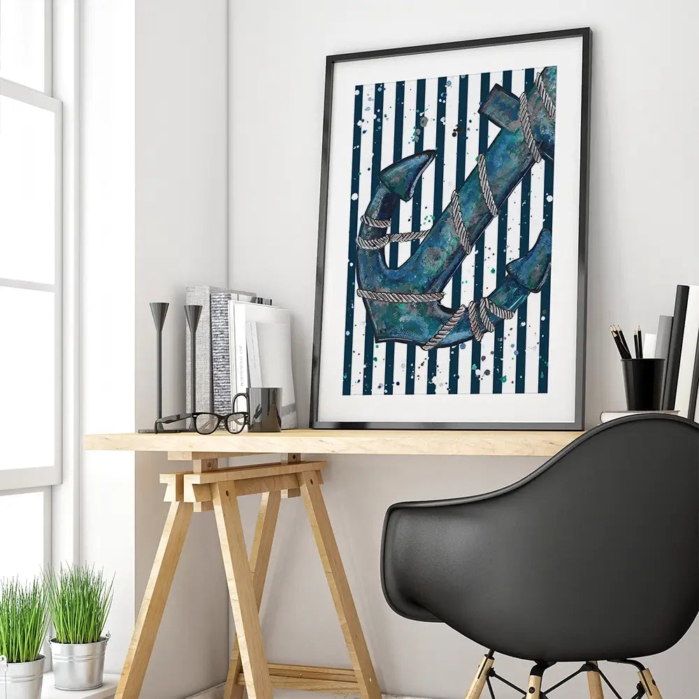 Anchored Framed Art Print Anchored Framed Art Print wall art product Emma LC Art