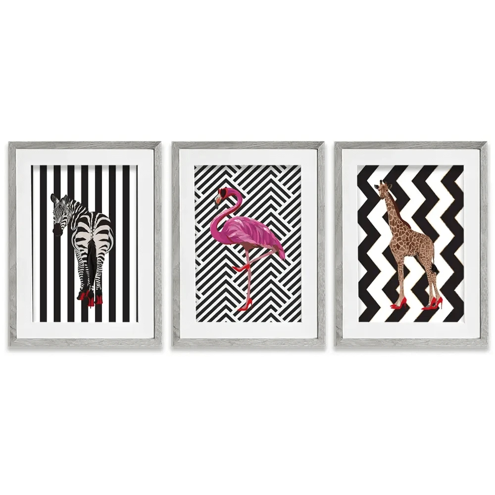 Animals In Heels Framed Art Print Trio Animals In Heels Framed Art Print Trio wall art product Sarah Manovski