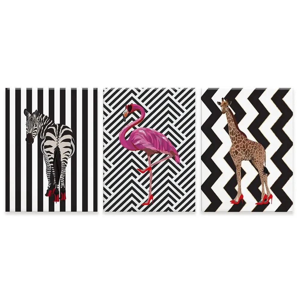 Animals In Heels Trio Canvas Print Animals In Heels Trio Canvas Print wall art product Sarah Manovski