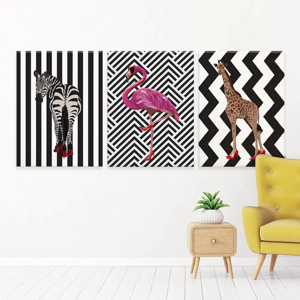 Animals In Heels Trio Canvas Print Animals In Heels Trio Canvas Print wall art product Sarah Manovski