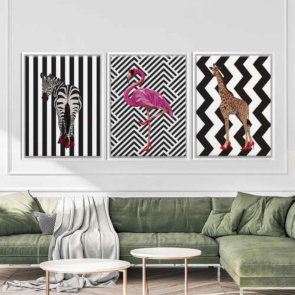 Animals In Heels Trio Canvas Print Animals In Heels Trio Canvas Print wall art product Sarah Manovski