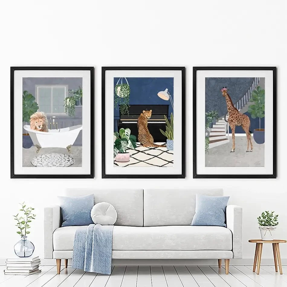 Animals In The House Framed Art Print Trio Animals In The House Framed Art Print Trio wall art product Sarah Manovski