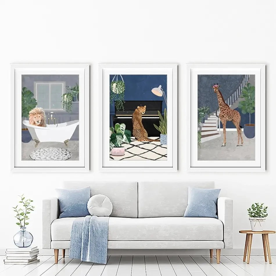 Animals In The House Framed Art Print Trio Animals In The House Framed Art Print Trio wall art product Sarah Manovski