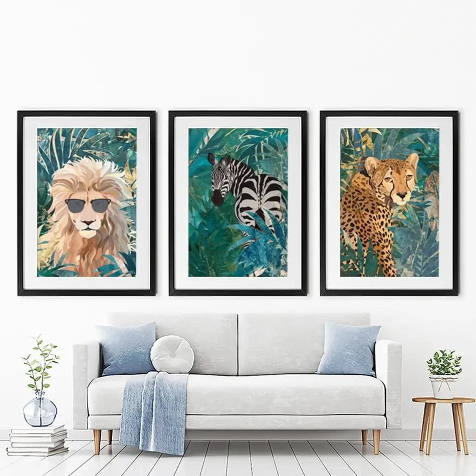 Animals In The Jungle 2 Framed Art Print Trio Animals In The Jungle 2 Framed Art Print Trio wall art product Sarah Manovski
