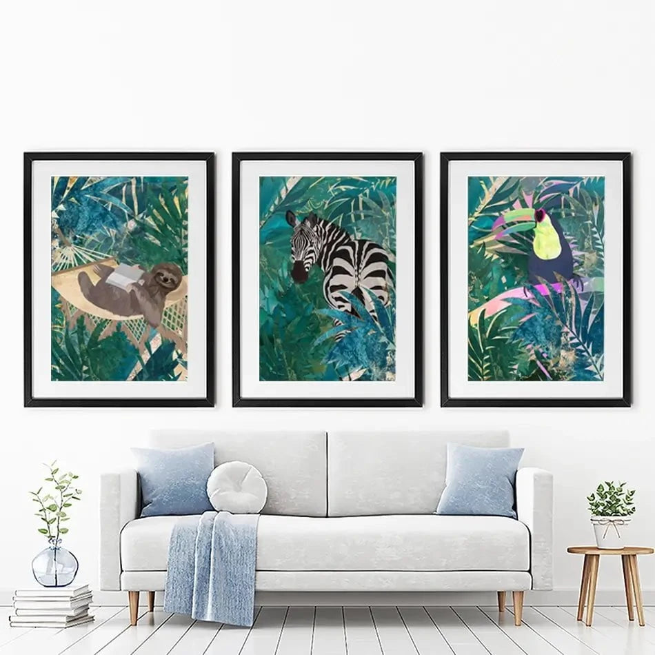 Animals In The Jungle Framed Art Print Trio Animals In The Jungle Framed Art Print Trio wall art product Sarah Manovski