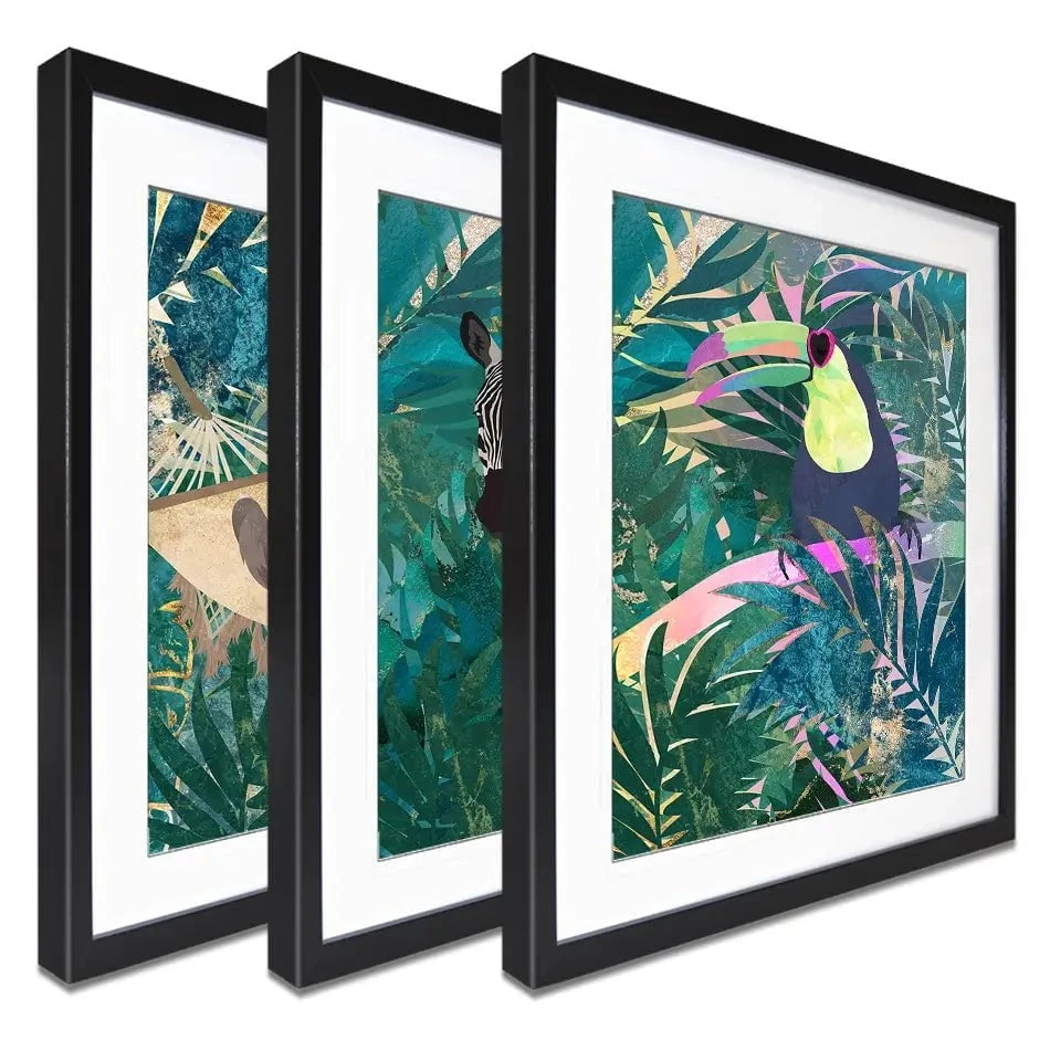Animals In The Jungle Framed Art Print Trio Animals In The Jungle Framed Art Print Trio wall art product Sarah Manovski