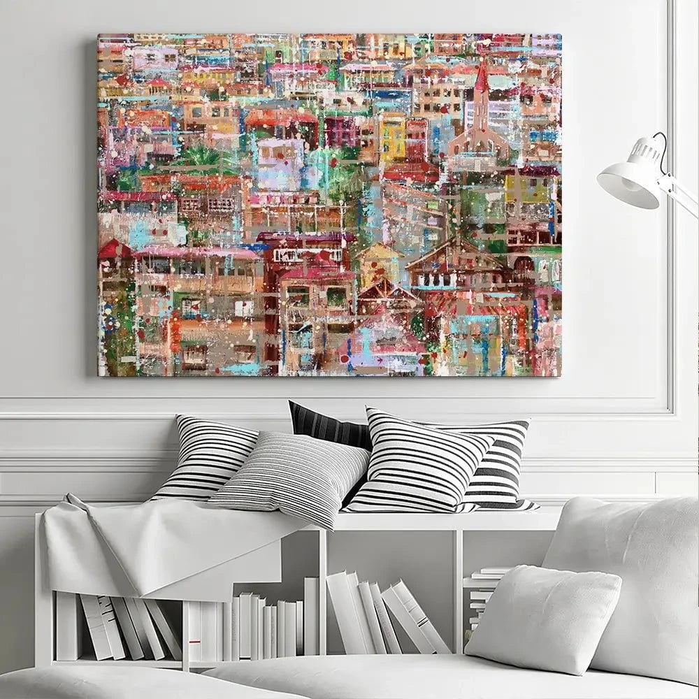 Art City Houses Canvas Print Art City Houses Canvas Print wall art product Studio Paint-Ing