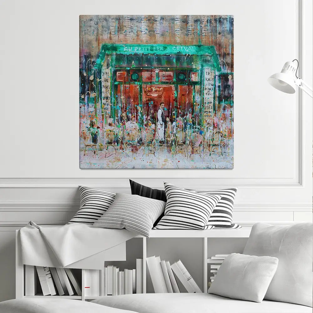 Au Petit Fer A Cheval Square Canvas Print Au Petit Fer A Cheval Square Canvas Print wall art product Studio Paint-Ing