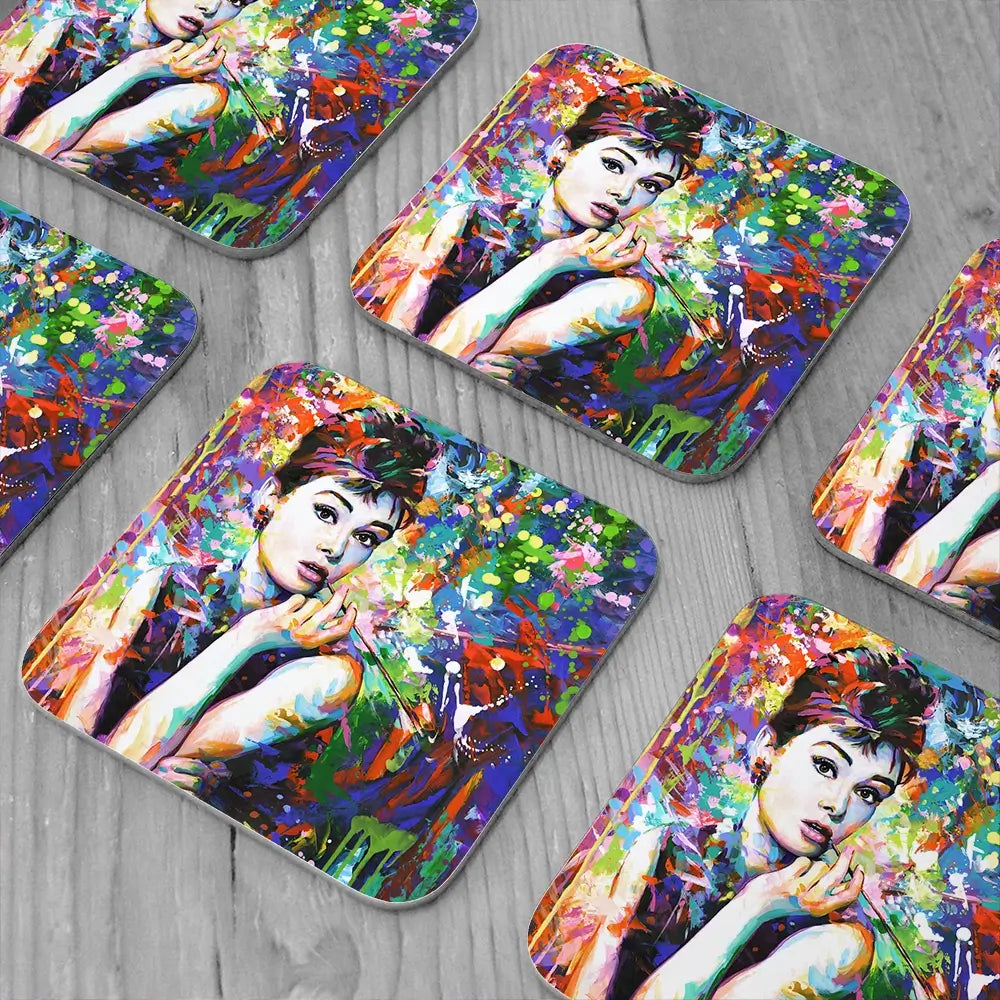 Audrey Hepburn Coaster Set Audrey Hepburn Coaster Set wall art product Leon Devenice