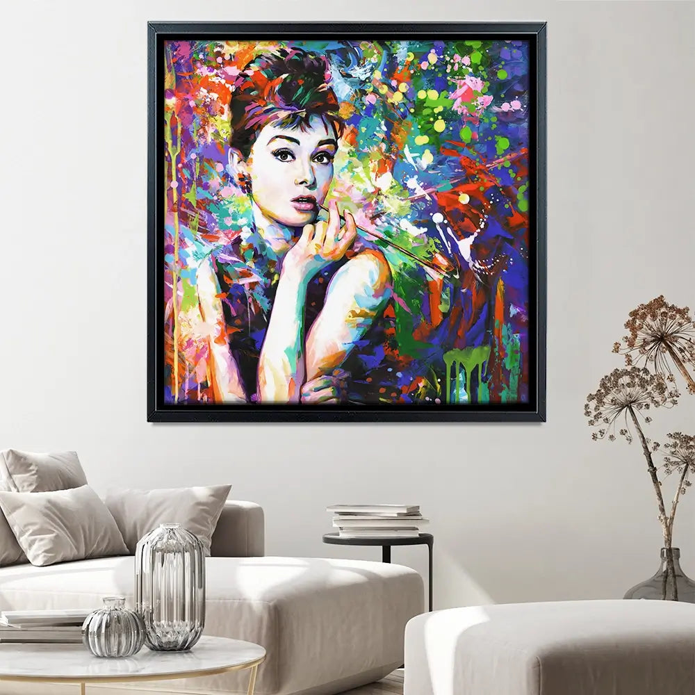 Audrey Hepburn Square Canvas Print Audrey Hepburn Square Canvas Print wall art product Leon Devenice