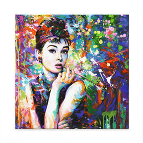 Audrey Hepburn Square Canvas Print Audrey Hepburn Square Canvas Print wall art product Leon Devenice