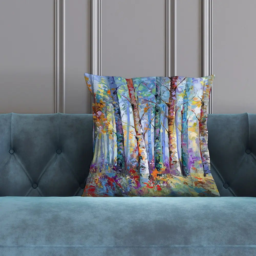 Autumn Birches Cushion Autumn Birches Cushion wall art product Art Print Shop