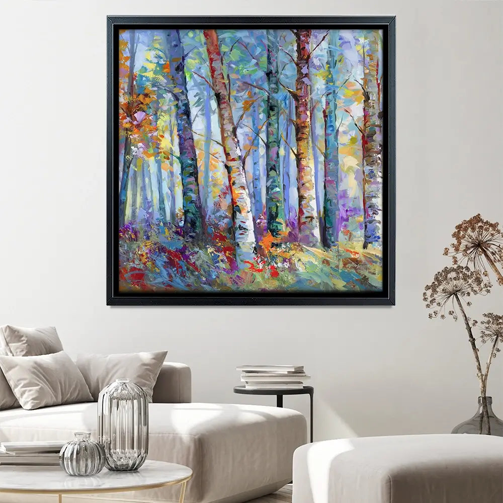 Autumn Birches Square Canvas Print Autumn Birches Square Canvas Print wall art product Art Print Shop