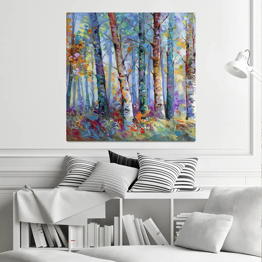 Autumn Birches Square Canvas Print Autumn Birches Square Canvas Print wall art product Art Print Shop