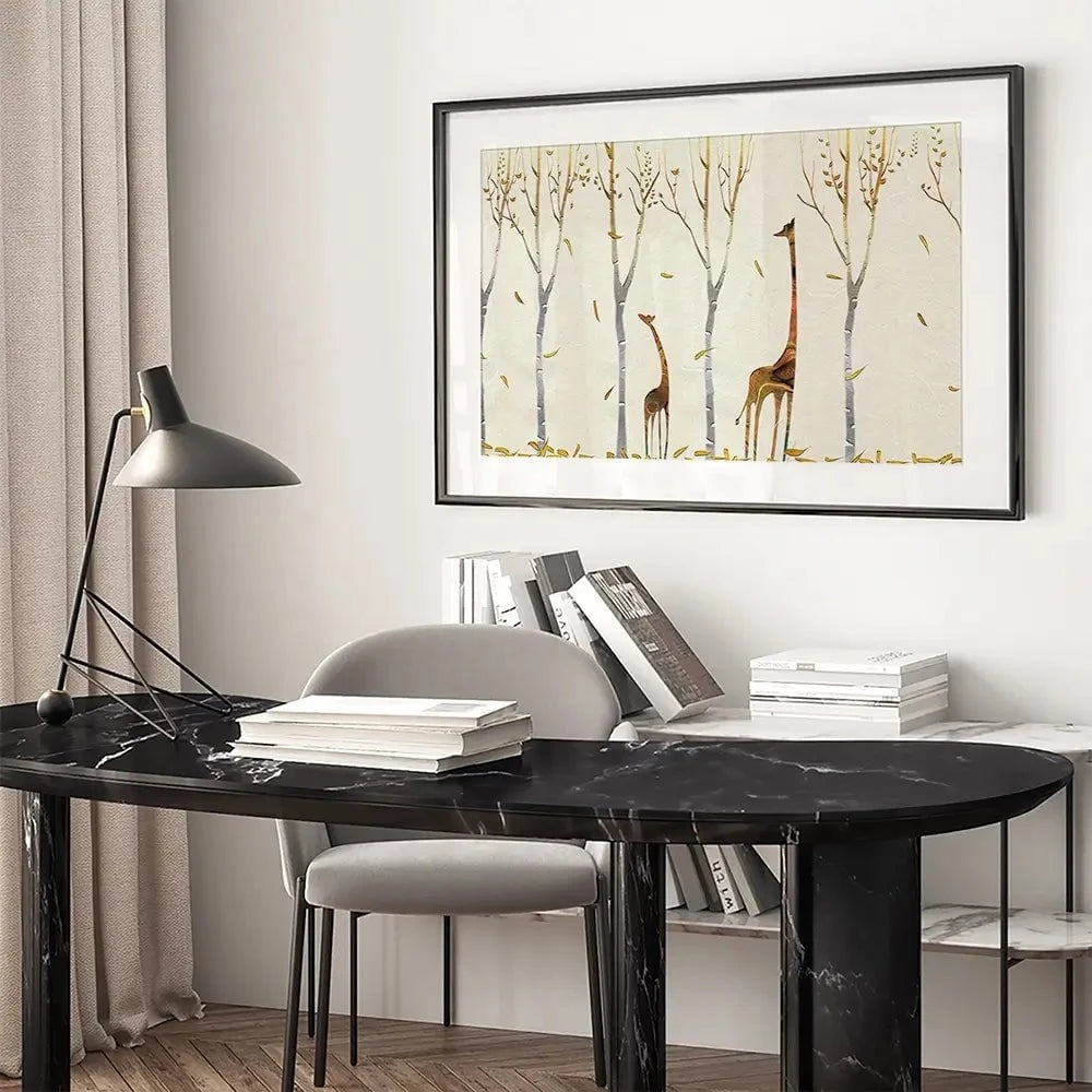 Autumn Giraffes Framed Art Print Autumn Giraffes Framed Art Print wall art product Tim Kats / Shutterstock