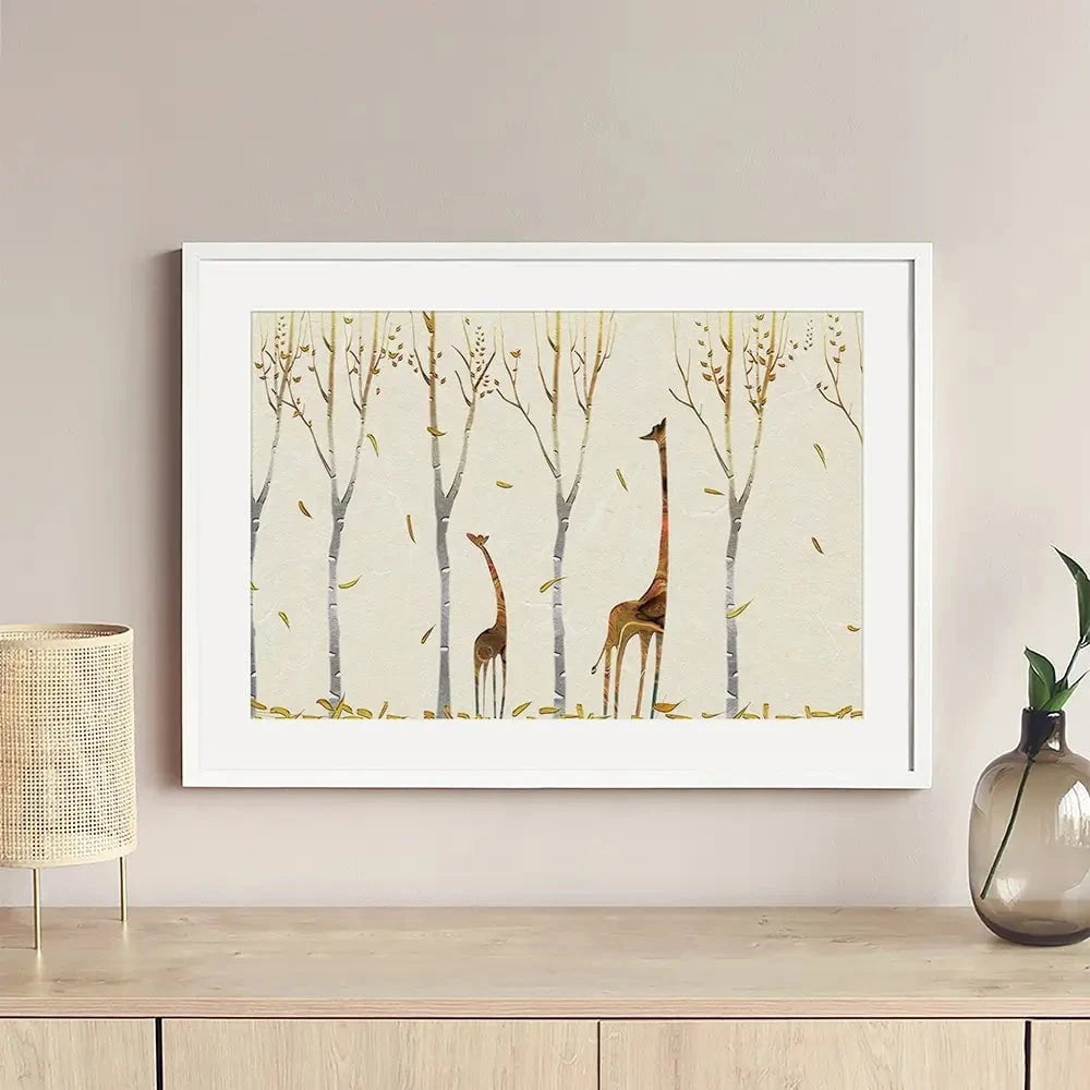 Autumn Giraffes Framed Art Print Autumn Giraffes Framed Art Print wall art product Tim Kats / Shutterstock