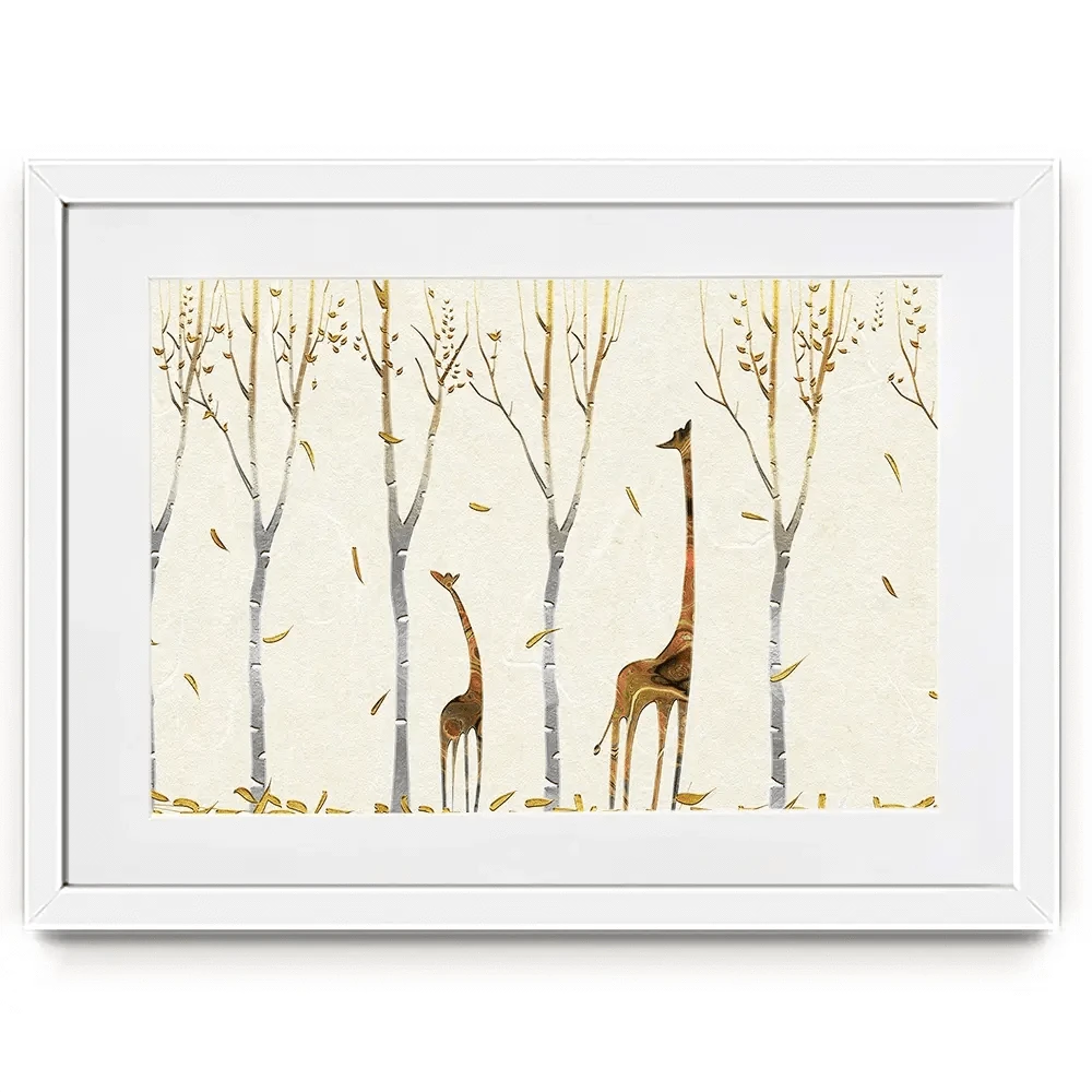 Autumn Giraffes Framed Art Print Autumn Giraffes Framed Art Print wall art product Tim Kats / Shutterstock