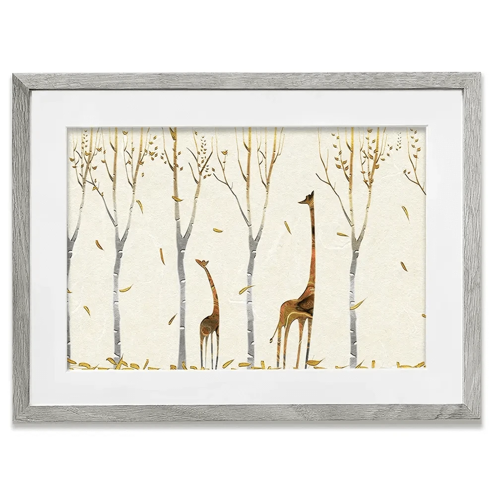 Autumn Giraffes Framed Art Print Autumn Giraffes Framed Art Print wall art product Tim Kats / Shutterstock