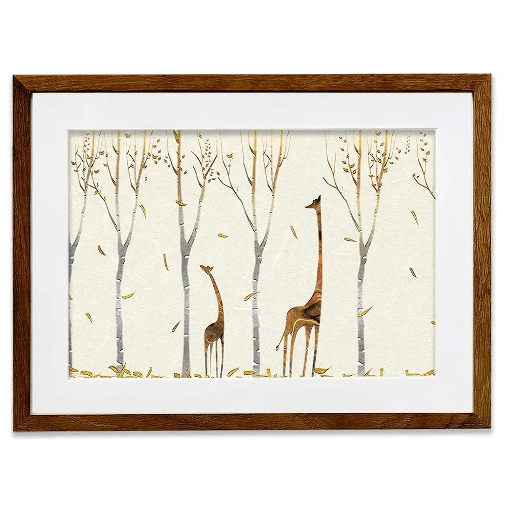 Autumn Giraffes Framed Art Print Autumn Giraffes Framed Art Print wall art product Tim Kats / Shutterstock